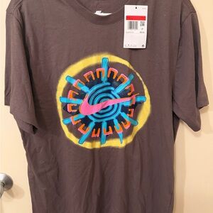 Nike Brown Tee with White Swoosh Logo